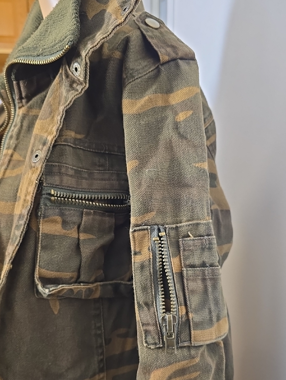 Vintage Camo Military Jacket Heavy Denim - L - Picture 5 of 11